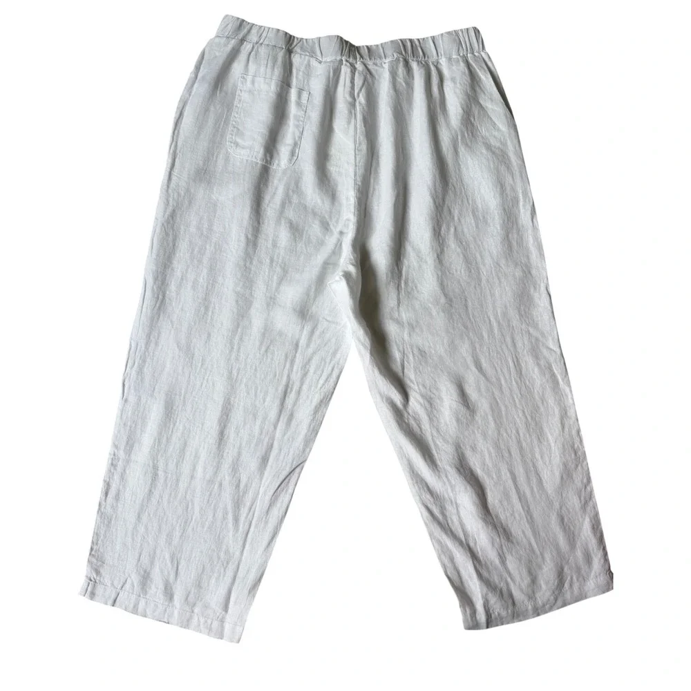 Quince Pants 100% European Linen Pull On NEW White 2X